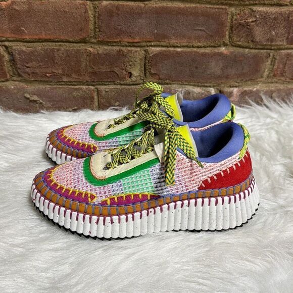 Chloe’ Mulit Printed Whipped Stitch Sneakers Size 37 - Picture 1 of 8